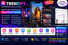Trendify Flutter Social Media App | Reels, Live Stream, PK Battle, Chat | Laravl