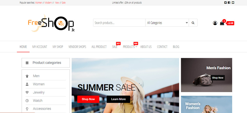 Multi-purpose Multi Vendor modern eCommerce Web + Free Hosting + Free sub Domain