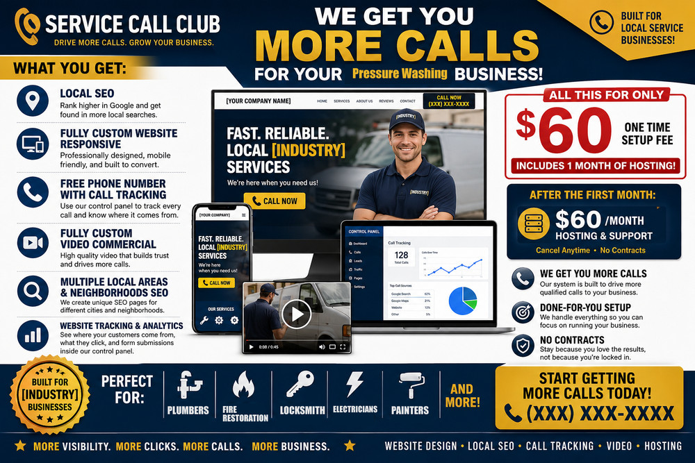 Pressure Washing Website Design Local SEO Call Tracking | Get More Calls Video
