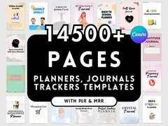 14500+ Pages PLR Canva Template Bundle, Planners, Journals,Trackers, Printable