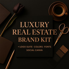Luxury Real Estate Brand Kit Logo Suite + Colors + Fonts + Social Canva