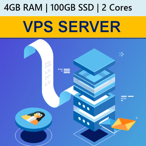 VPS (Virtual Dedicated Server) 4GB RAM + 100GB SSD + 2 Core – 1 month