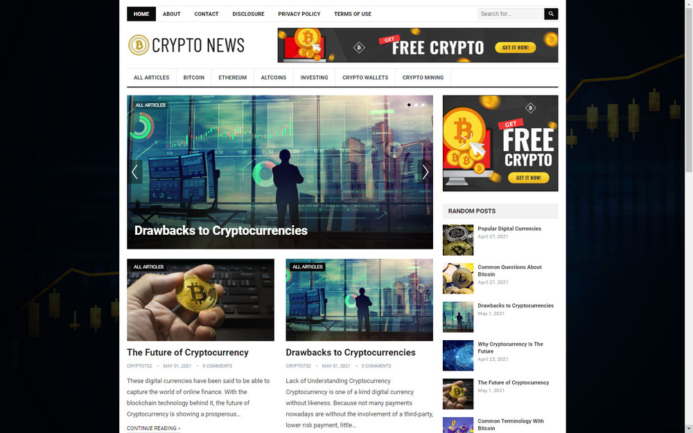 DFY CRYPTO NICHE BLOG WORDPRESS WEBSITE+FREE SETUP PRE-DESIGNED BANNERS AND ADS