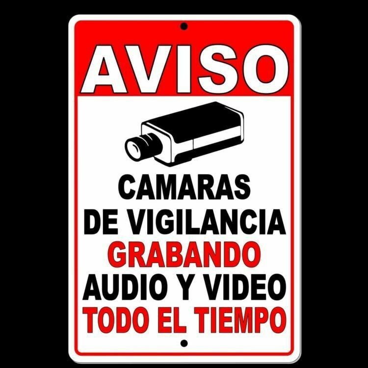 Spanish Warning Protected Video Surveillance Sign / Decal Security Camera SH002