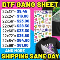 Custom DTF Gang Sheet Transfers – Full Color, 22″ x 36″ Heat Transfers for Tees