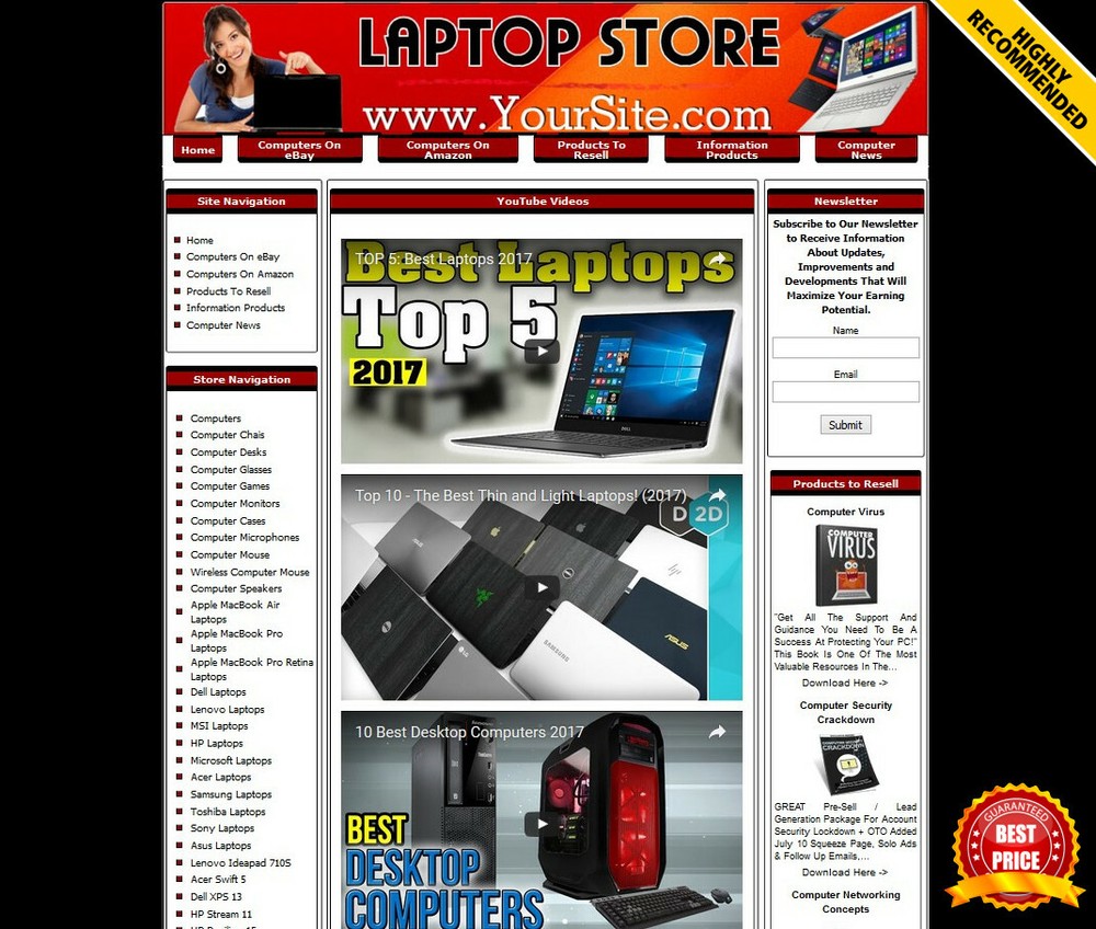 LAPTOP STORE Business Website Sale