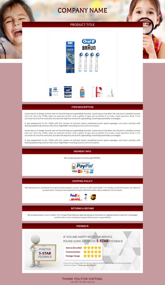 Professional eBay Templates Mobile Responsive eBay Listing Auction Template 2019