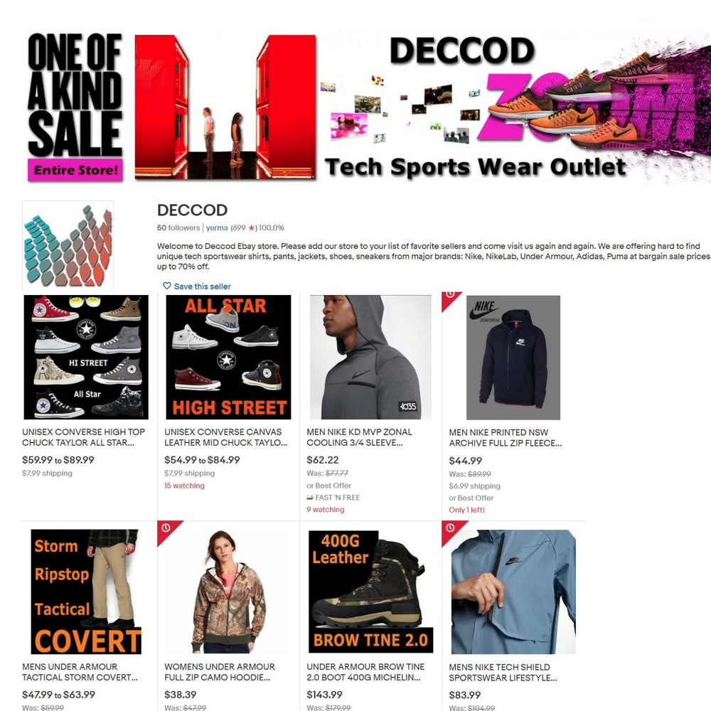 Established Ebay Business – Sports Clothing Store DECCOD.COM for Sale
