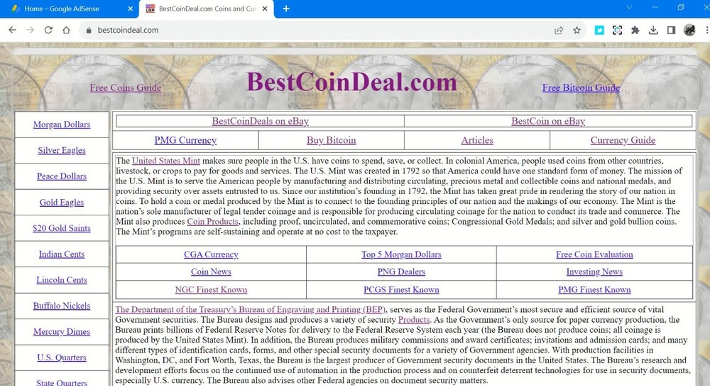 BestCoinDeal.Com PREMIUM DOMAIN INTERNET COIN & CURRENCY BUSINESS BUY SELL COINS