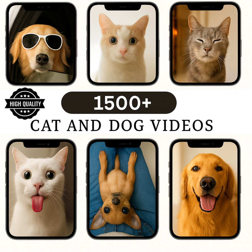 🐾 1500+ Cat & Dog Reels Bundle – HD Vertical Videos