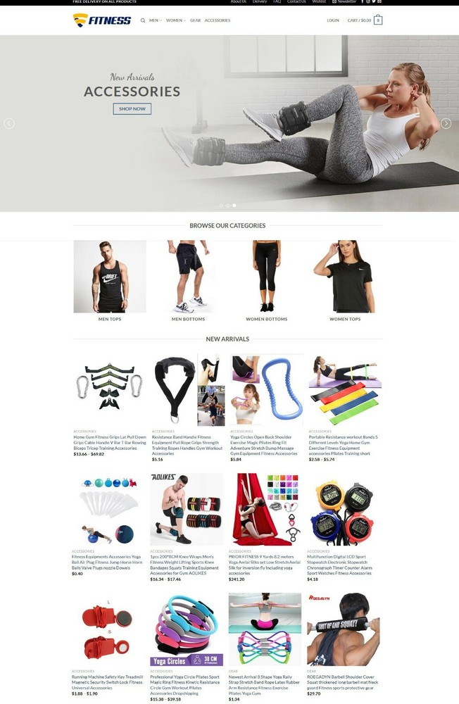 Fitness Accessories DROP SHIPPING Ecommerce Website For Sale
