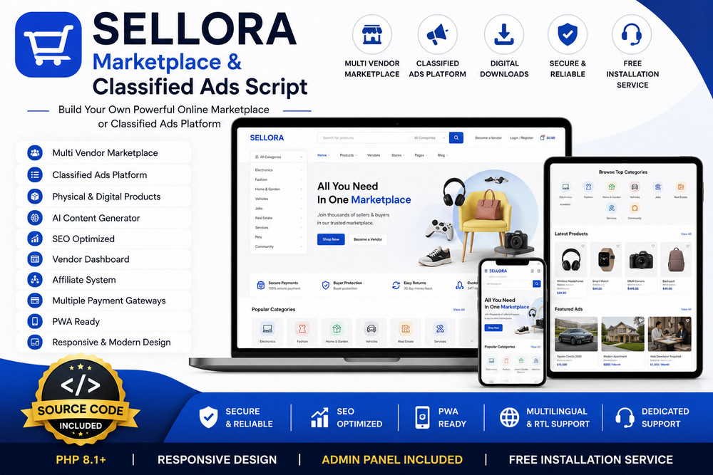 Sellora – PHP Classified Ads Marketplace | Multi Vendor eCommerce Platform