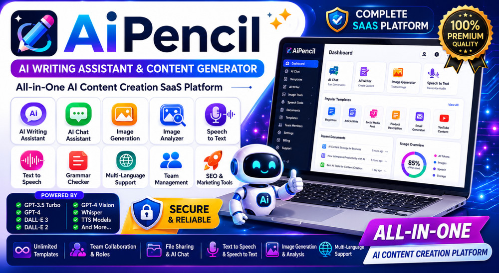 AiPencil – AI Writing Assistant SaaS Platform | Content, Image & Chat Features