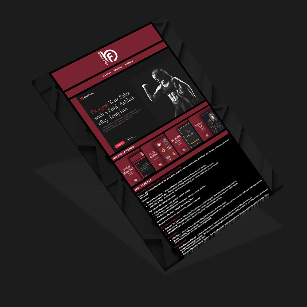 Fitness eBay Store Listing Auction Template | Bold, Responsive by BookFundu