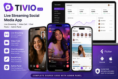 Tivio Flutter Social Media App | Live Streaming Video Call Chat | Android + iOS