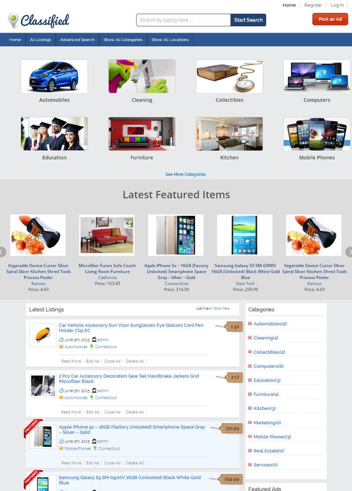 Classified Ads Website with Google Maps and Street View + Free Hosting