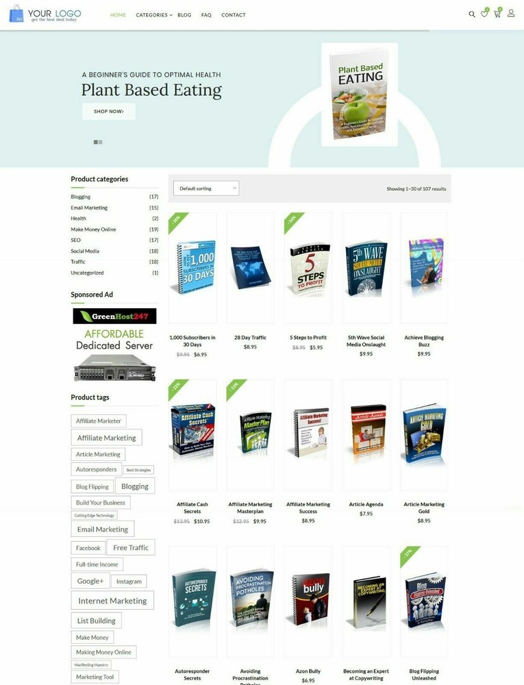 Online Books Shop Website For Sale 107 Books PreLoaded + Free Hosting