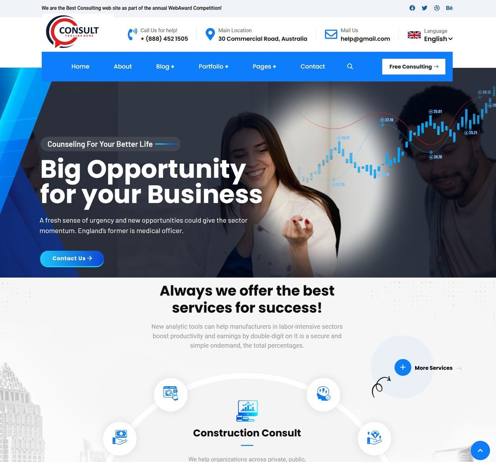 Business Finance Consulting Agency Website + Free Hosting