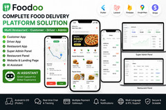 Foodoo Flutter Food Delivery App | Multi Restaurant Platform | Android, iOS, Web
