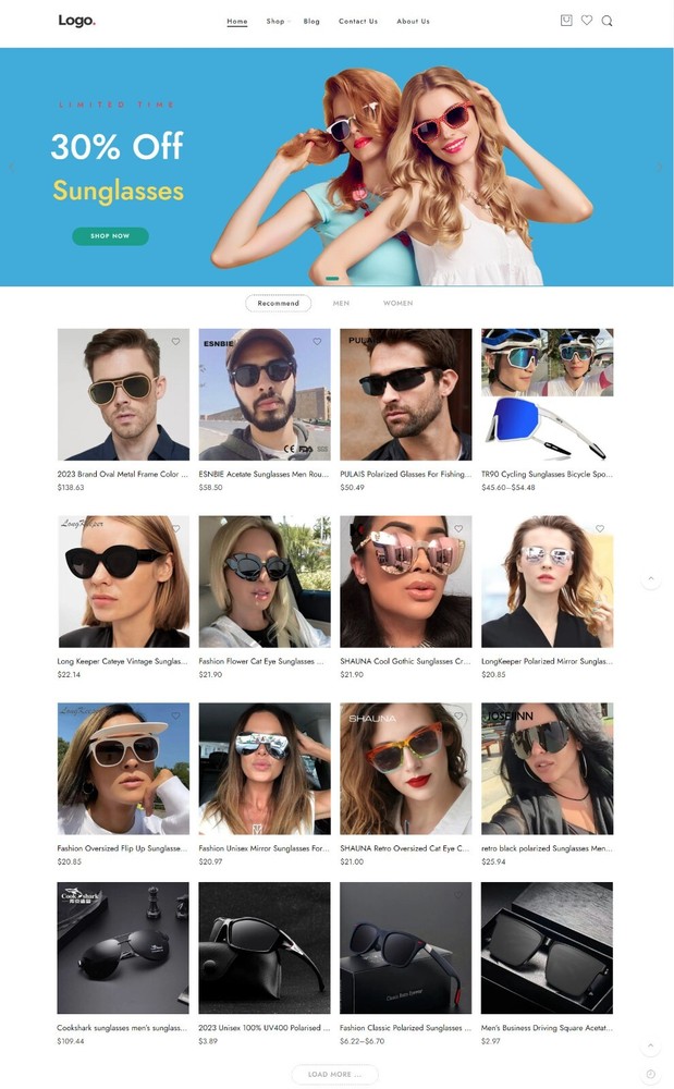 Sunglasses Store, DropShipping Affiliate Website, Free Hosting + Products