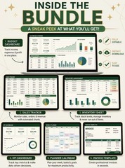 Excel Spreadsheet Templates Bundle | Budget Invoice Finance Planner 1200+ 2026✅