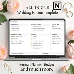 Ultimate All-in-One Digital Wedding Planner Template for Notion, Aesthetic
