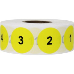 Yellow & Black Consecutive Number Inventory Labels 1 – 1000 | 1″ inch Round