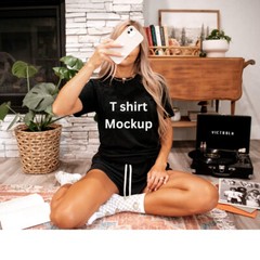 Black T Shirt Mockup – Real model Mockup – Women t Shirt Mockup – Digital Mockup