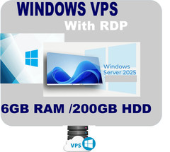 Windows VPS Server 6GB RAM, 200GB HDD RDP Enabled, Fast browsing 24hour support