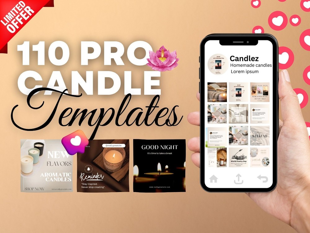 110 Candle Editable Templates for Social Media (Download)