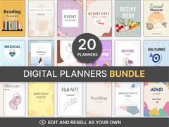20 Editable Canva Planner Templates: PLR Journal Bundle (Digital Download)