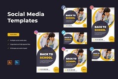 Back To School Social Media Marketing Templates