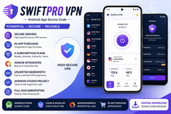 SwiftPro VPN Android App | In-App Purchase | AdMob Ready | Android Studio