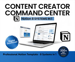 Content Creator Hub Notion Template – All-in-One Dashboard – Digital Download