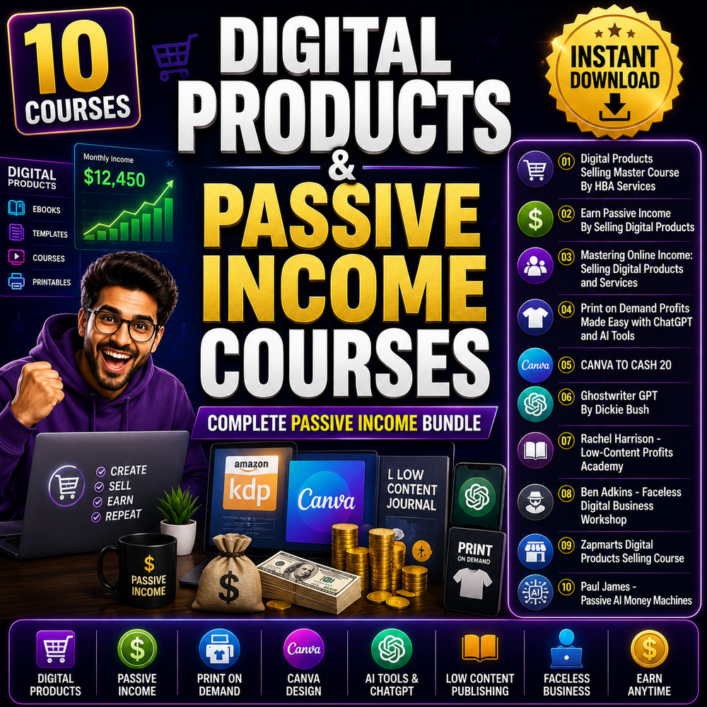 10 Digital Products & Passive Income Courses Digital Download