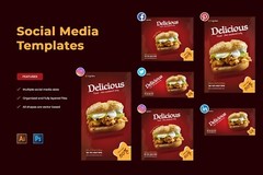 Delicious Food Social Media Marketing Templates