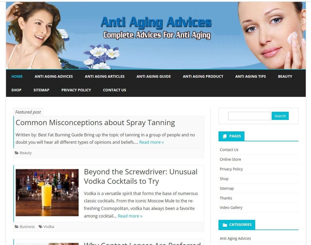 Anti Aging Health website blog for sale, established, Domain name, Free Hosting