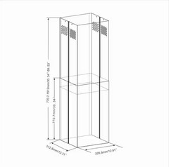 Vissani Chimney Range Hood Extension Pyramid Kitchen Wall Mount WECH03 Black