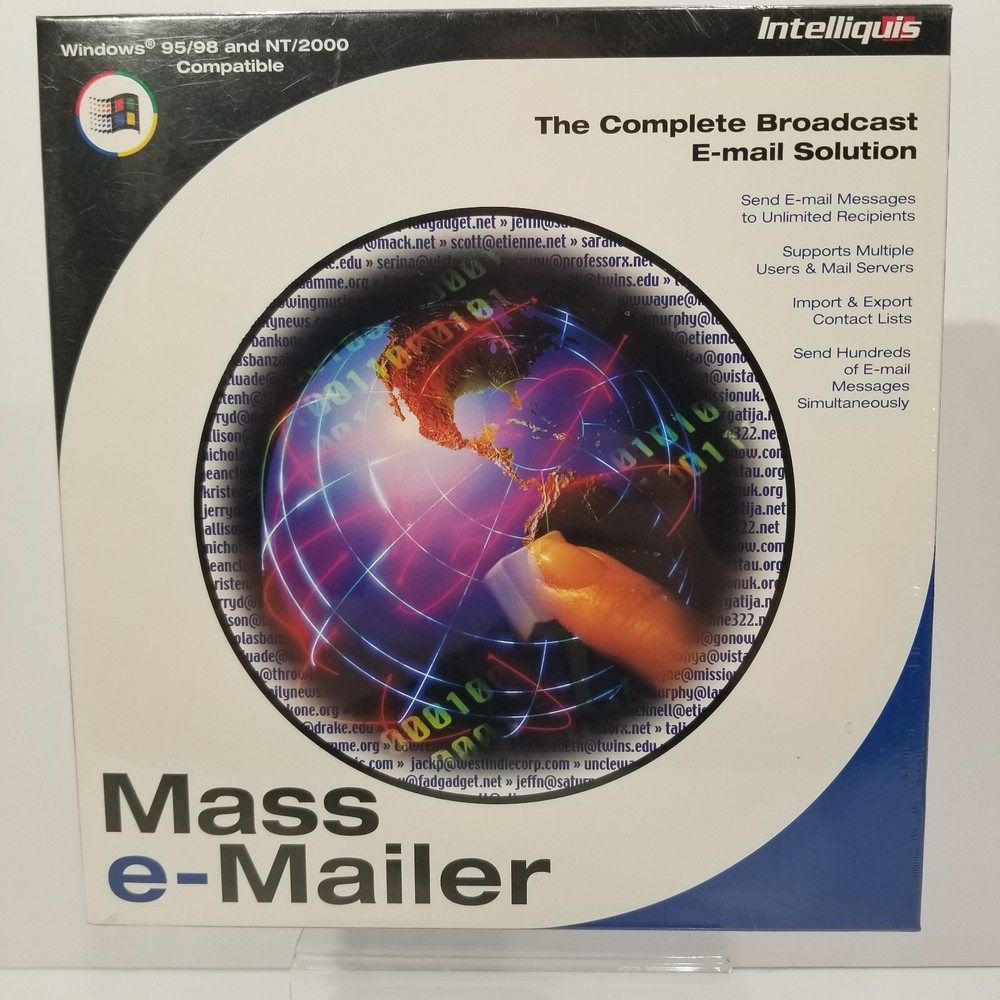 Intelliquis Mass e-Mailer Software Rare Vintage Windows 95/98, NT/2000 NEW NOS