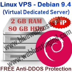 Linux VPS – Debian 9.4 (Virtual Dedicated Server) 2GB RAM + 80GB HDD