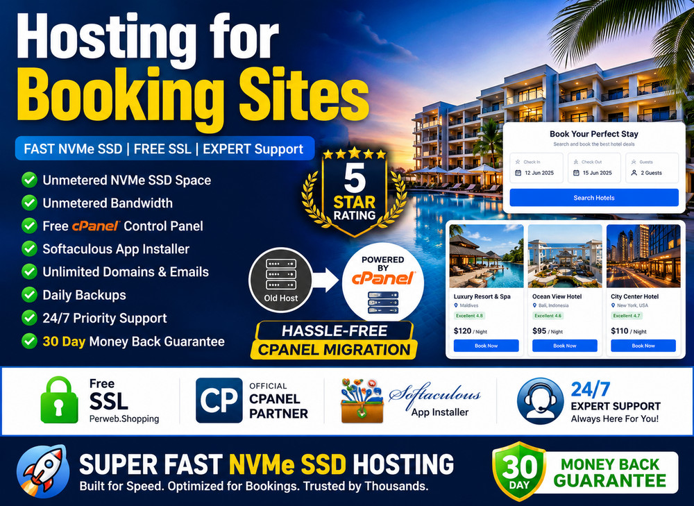 Hosting for Booking Sites – ⚡Unlimited SSD, SSL, Emails | Fast Setup $14.99/Year