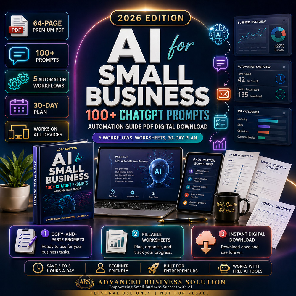 AI for Small Business 100+ ChatGPT Prompts Automation Guide Digital Download