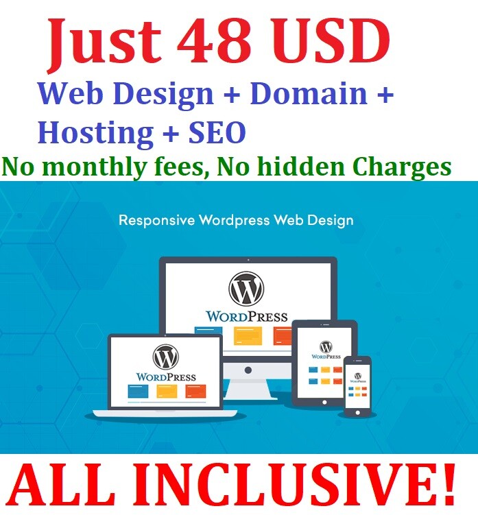 UNLIMITED WEB PAGES, Free Domain, Hosting, SEO, BESPOKE WEBSITE DESIGN WordPress