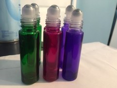 6 colored Stainless Steel Metal Roll on Glass Bottles Roller Ball 10ml KIT