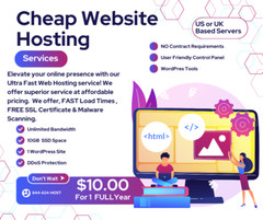 WordPress Hosting -US or UK – 1 Entire Year SALE Only $10.00