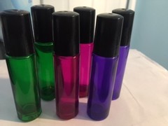 6 colored Essential Oil Perfume Glass Bottles Roller Ball 10ml Stainless steel