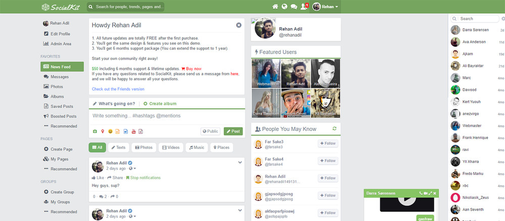 Online Social Network Website + Free Hosting