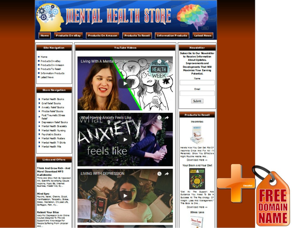 Fully Stocked Mental Health Store Business Website for Sale