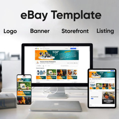 Custom 2025 eBay Storefront HTML listing template design, Banner, Logo, Store