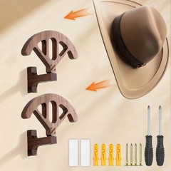 Black Walnut Cowboy Hat Organizer Fully Adjustable Hat Rack for Wall